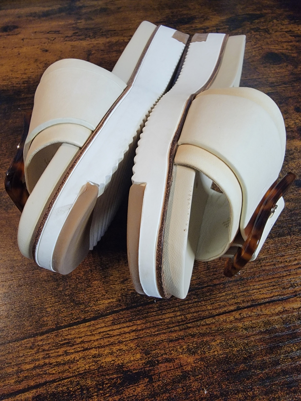Sam Edelman Ariane Slide Sandals In Ivory with Tortoiseshell Buckle - Picture 2 of 10